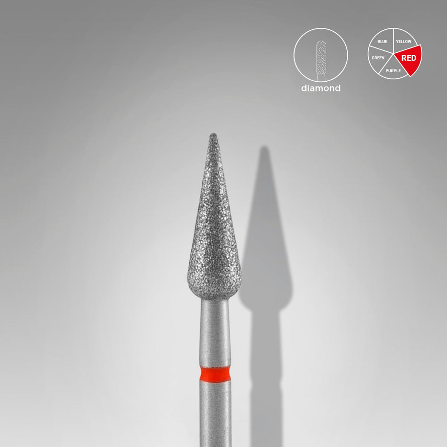 Embout diamantée « Poire pointue » rouge, diamètre 4 mm, 12 mm