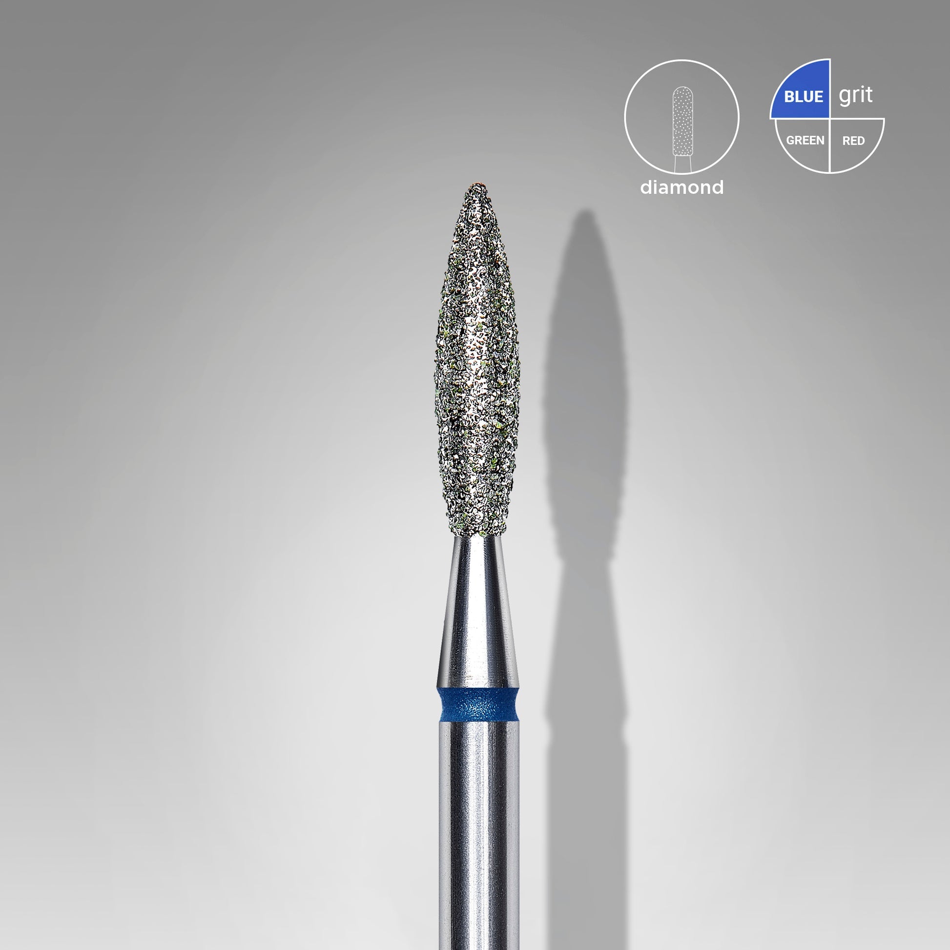 Embout diamantée « Flamme » bleue, diamètre 2,3 mm, 10 mm