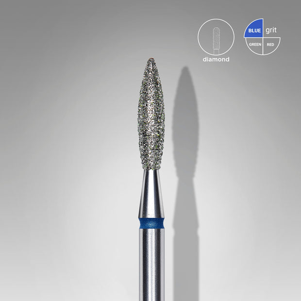 Embout diamantée « Flamme » bleue, diamètre 2,3 mm, 10 mm