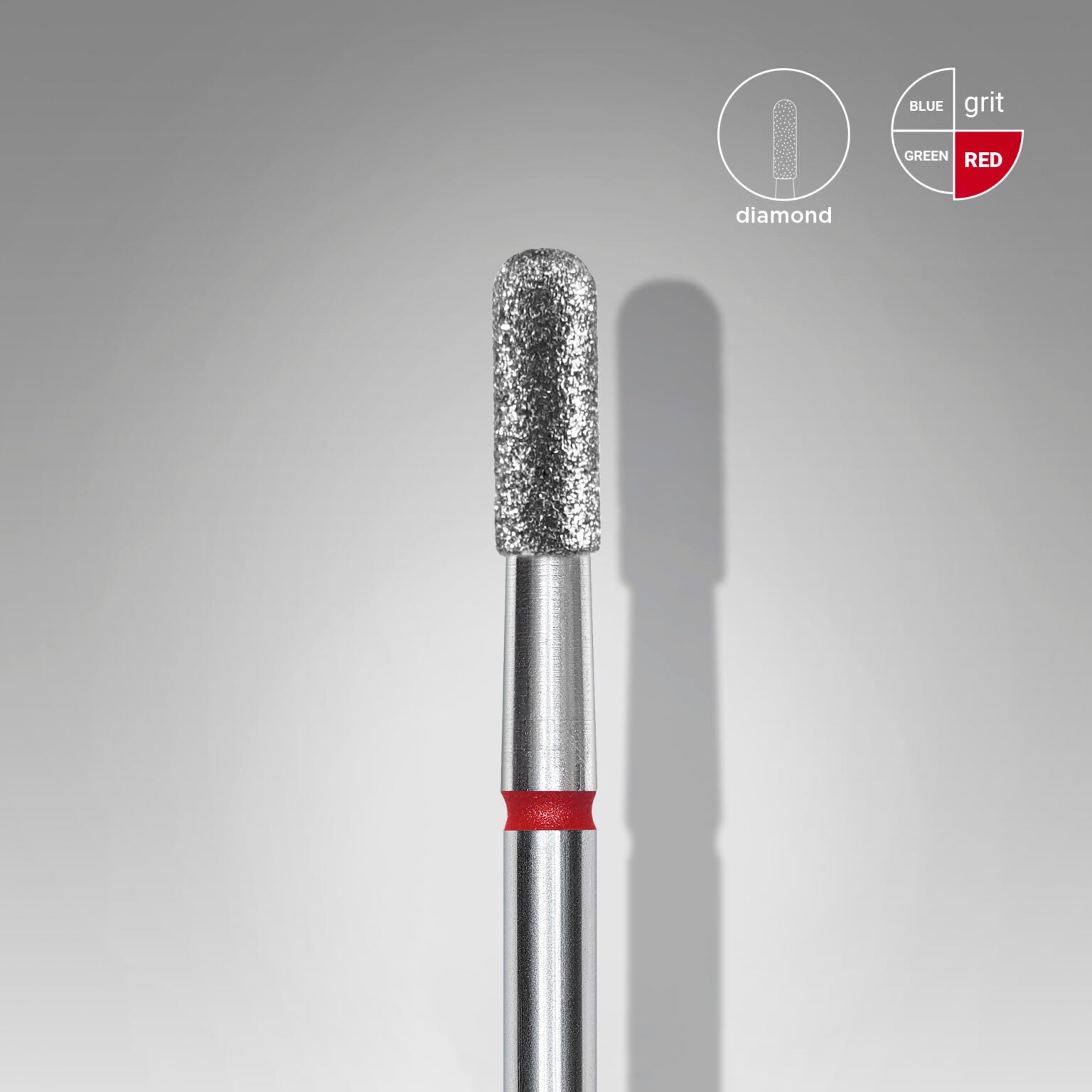 Embout diamanté, cylindrique arrondi, rouge, 2,3 mm/6,5 mm