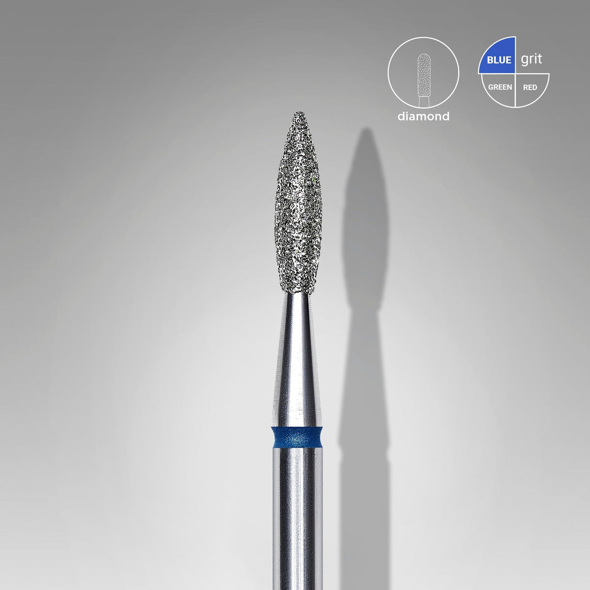 Embout diamanté Flamme pointue bleue, 2,1 mm/8 mm