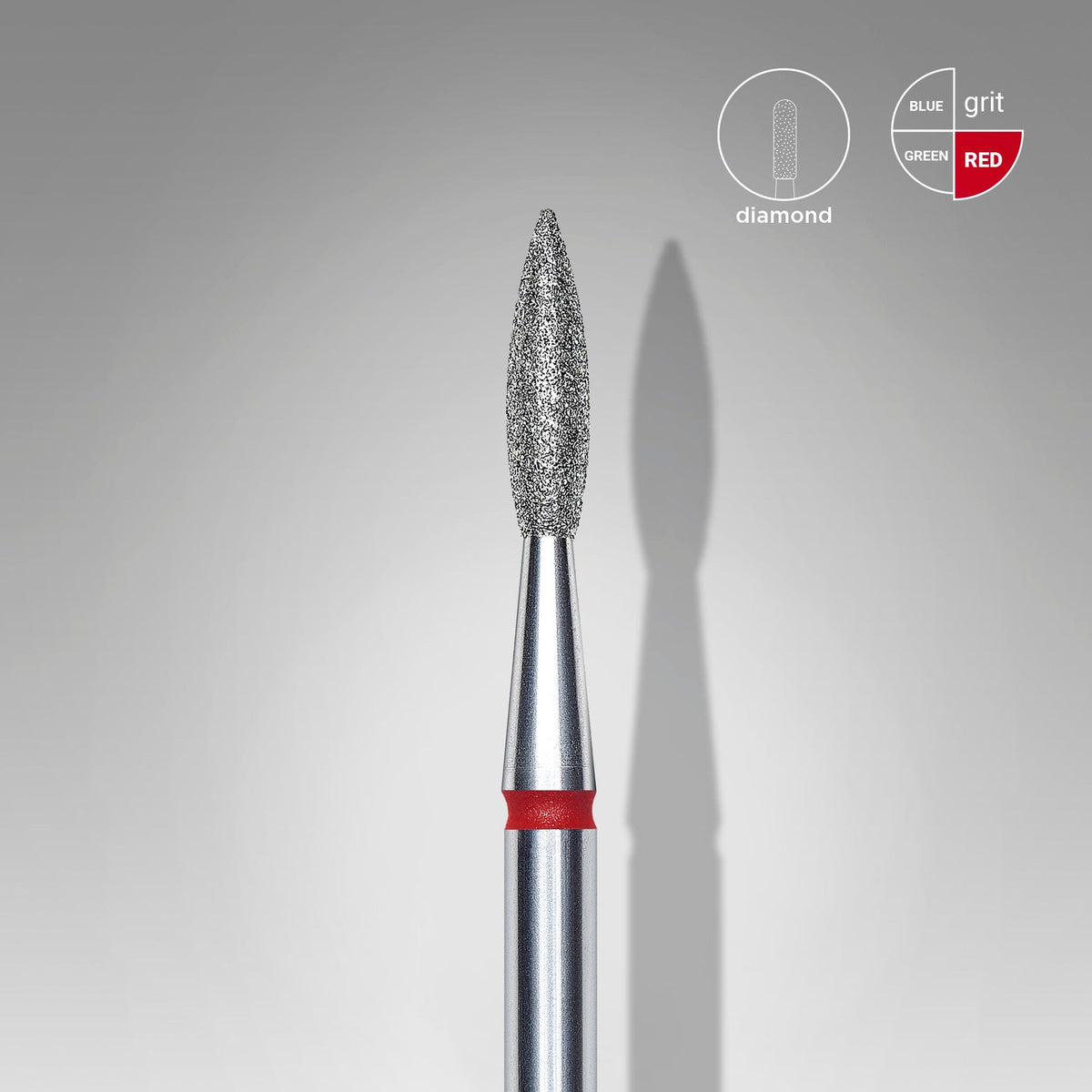 Embout diamantée, Flamme pointue, rouge, 2,1 mm/8 mm