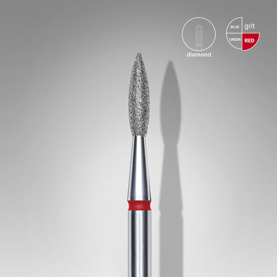 Embout diamantée, Flamme pointue, rouge, 2,1 mm/8 mm