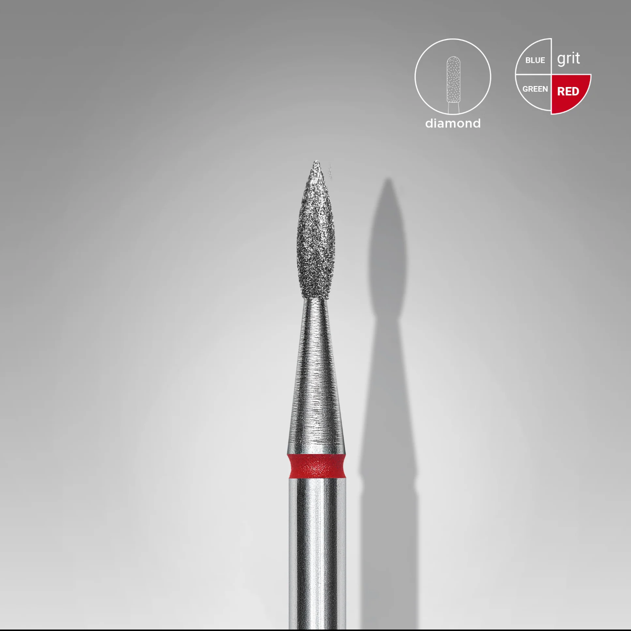 Embout / Foret à ongles diamanté pointu flamme rouge EXPERT tête diamètre 1,8 mm / partie travaillante 8 mm